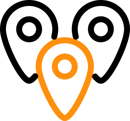 Group-1294 Black and orange icon of pin locations