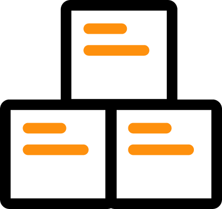 Group-1423 Black and orange icon of boxes